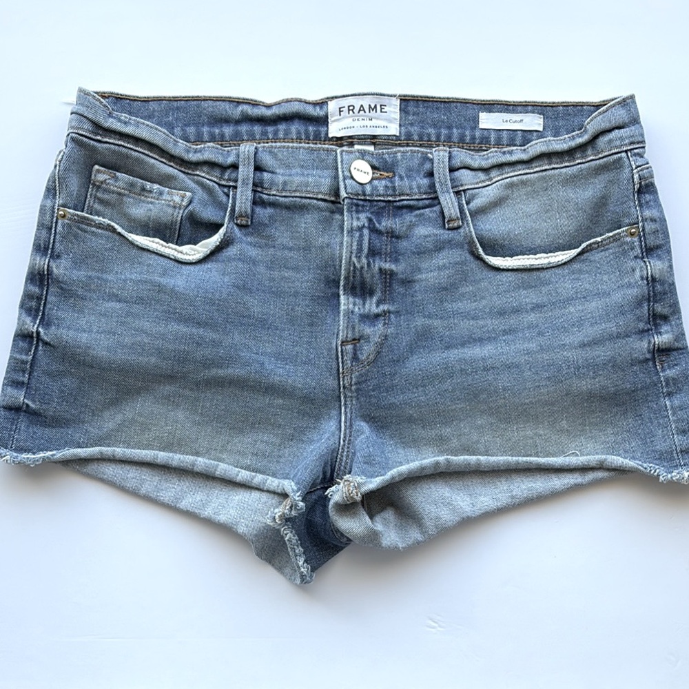 FRAME Le Cutoff Frayed Denim Jean Shorts Size 29 Distressed Raw Hem